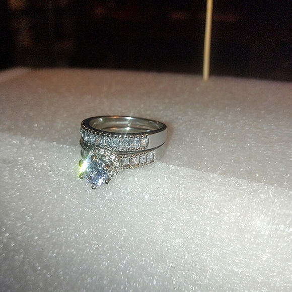 Ladies  iced out wedding anniversary engagement set - Picture 6 of 8